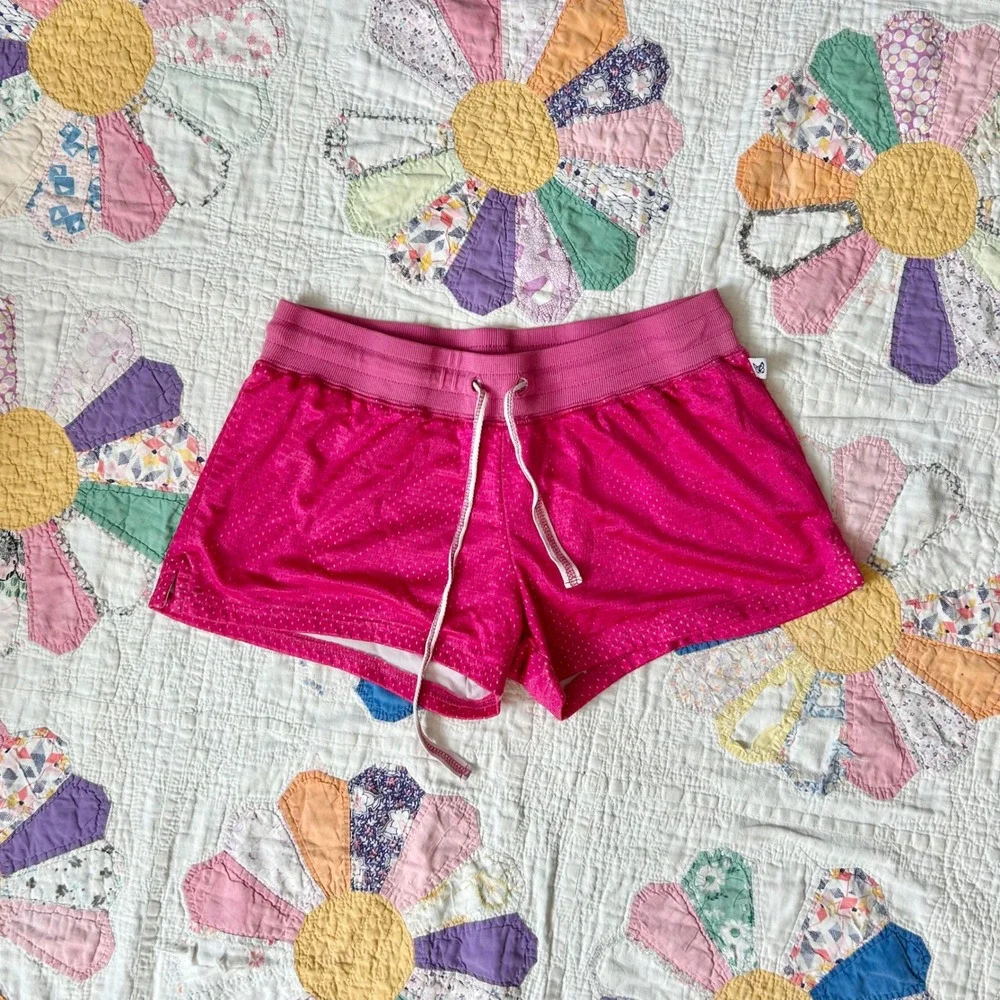 Vintage 2000s Self Esteem Pink Mesh Athletic Shorts Women Medium Y2K